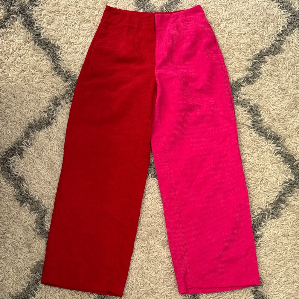SHEIN Women’s Red/Pink Corduroy Pants Size 4 (Small)